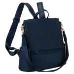 Damen-Rucksack aus Nylon und Öko-Leder in Marineblau, mit Reißverschluss – Peterson