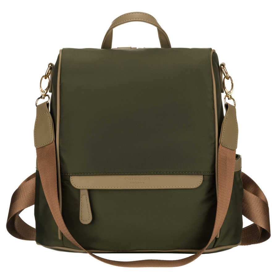Grüner, städtischer Damen-Rucksack aus Nylon und Öko-Leder mit abnehmbarem Gürtel - Peterson – Bild 8