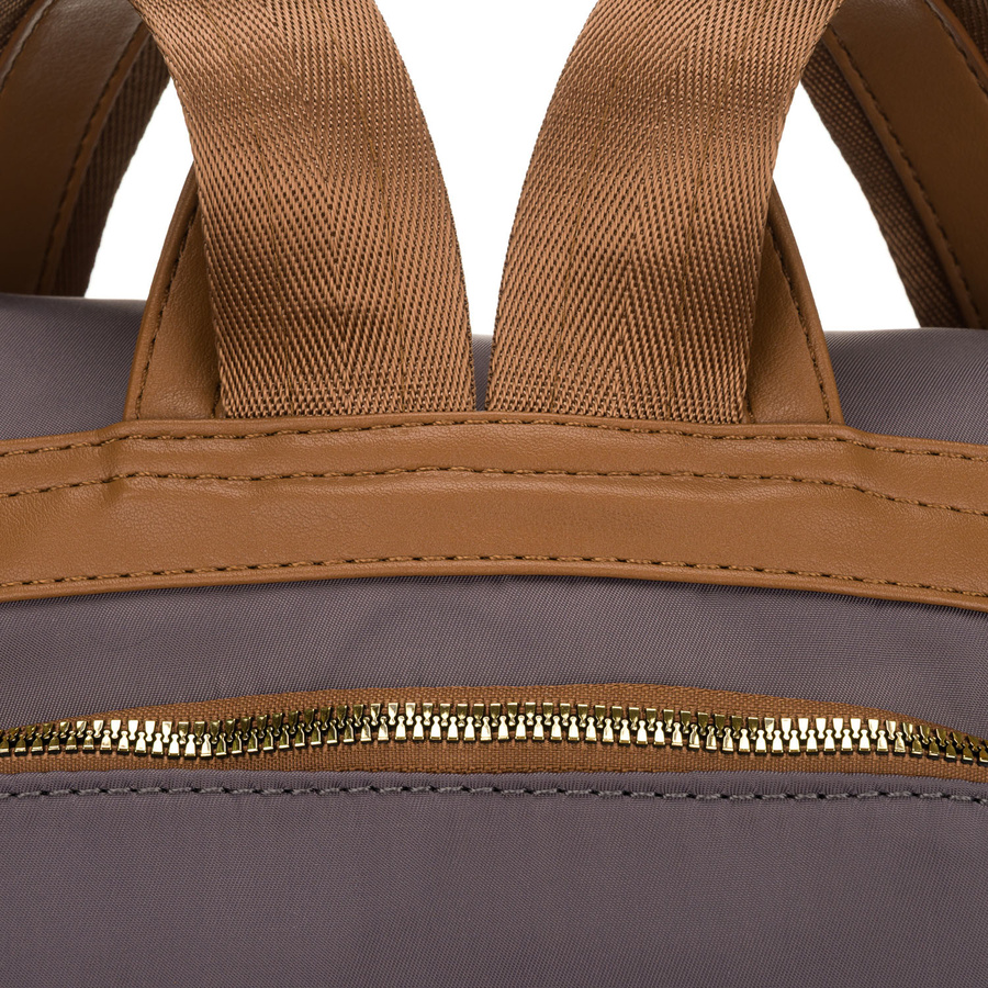 Grauer Damen-Rucksack aus Nylon und Öko-Leder mit abnehmbarem Gürtel, ein Hauptfach – Peterson – Bild 17