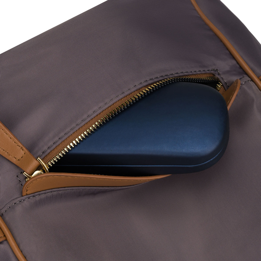 Grauer Damen-Rucksack aus Nylon und Öko-Leder mit abnehmbarem Gürtel, ein Hauptfach – Peterson – Bild 18