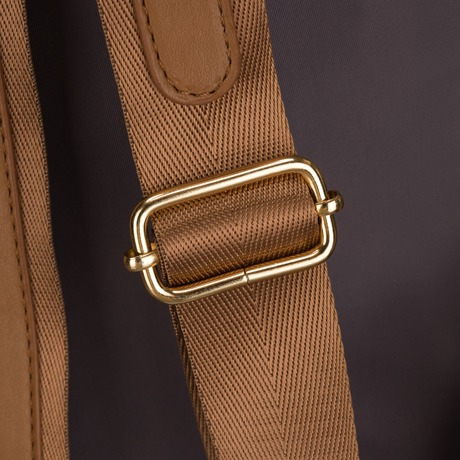 Grauer Damen-Rucksack aus Nylon und Öko-Leder mit abnehmbarem Gürtel, ein Hauptfach – Peterson – Bild 16