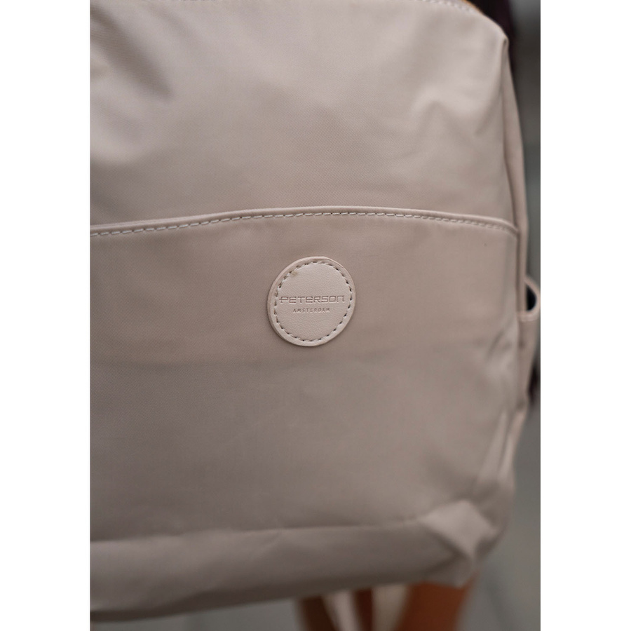 Beiger Damen-Rucksack aus Nylon und Öko-Leder mit Reißverschluss – Peterson – Bild 18