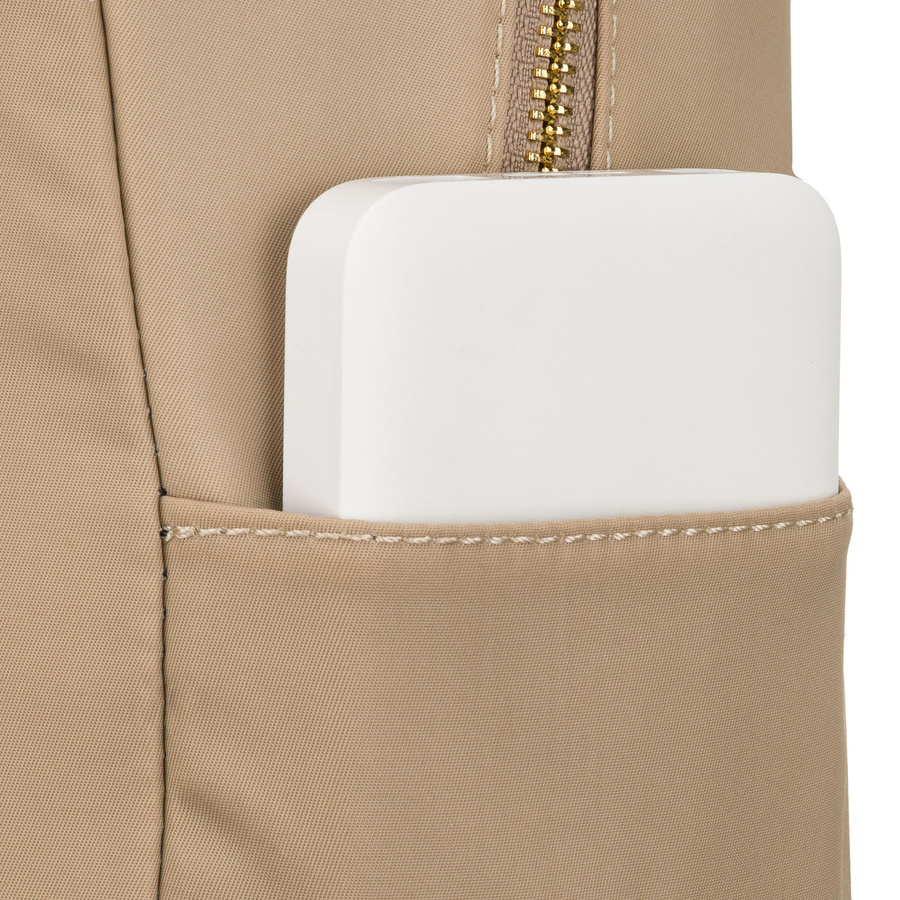 Beiger Damen-Rucksack aus Nylon und Öko-Leder mit Reißverschluss – Peterson – Bild 13
