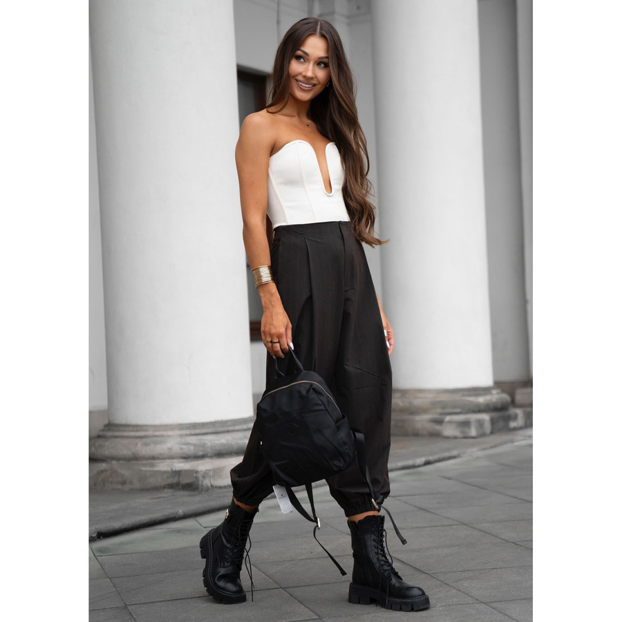 Städtischer Damen-Rucksack aus Nylon und Öko-Leder in Schwarz mit Reißverschluss – Peterson – Bild 4