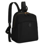 Städtischer Damen-Rucksack aus Nylon und Öko-Leder in Schwarz mit Reißverschluss – Peterson