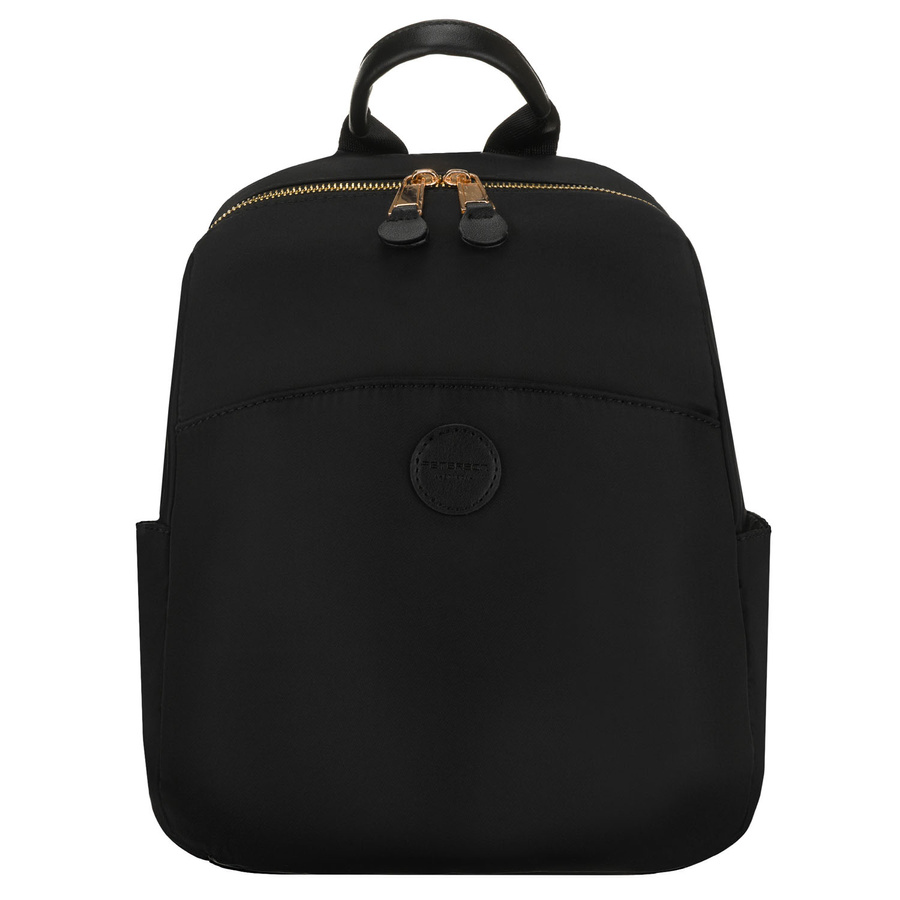 Städtischer Damen-Rucksack aus Nylon und Öko-Leder in Schwarz mit Reißverschluss – Peterson – Bild 5