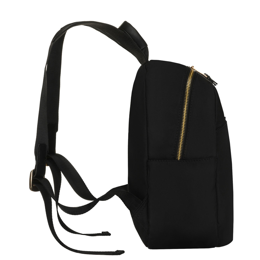 Städtischer Damen-Rucksack aus Nylon und Öko-Leder in Schwarz mit Reißverschluss – Peterson – Bild 9