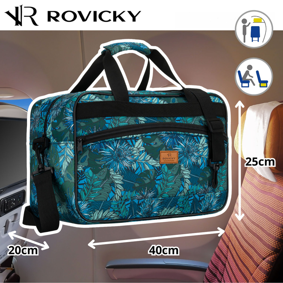 Geräumige Reisetasche mit einem abnehmbaren Gürtel und einer Außentasche mit Reißverschluss – Rovicky