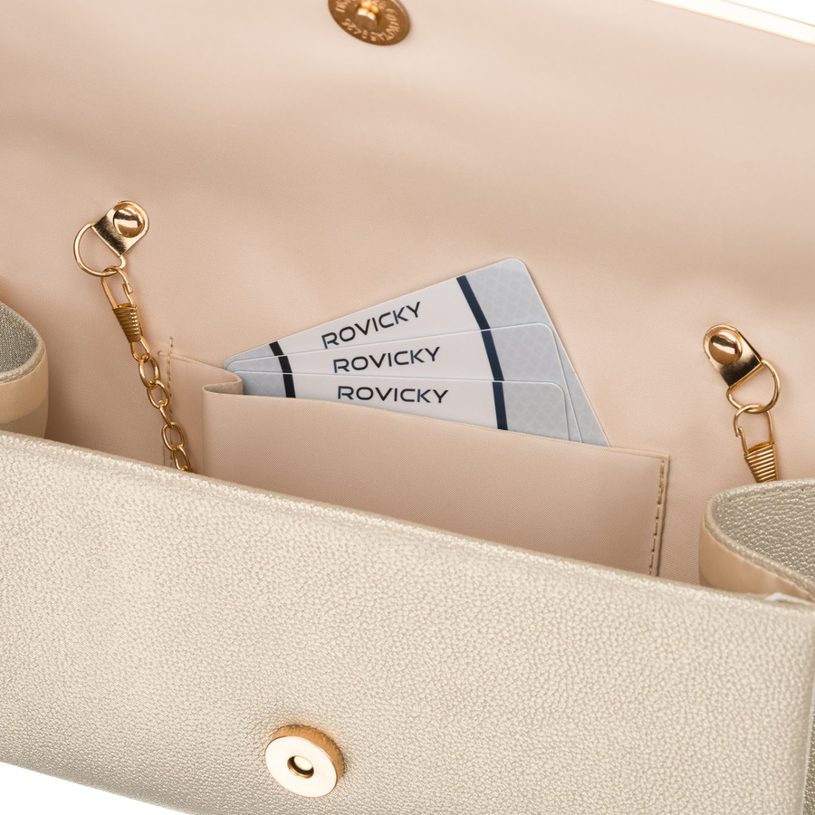 Damen-Clutch in goldener Farbe aus Kunstleder – Rovicky – Bild 6