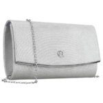 Silberne, elegante Damenhandtasche aus synthetischem Stoff mit Magnetverschluss – Rovicky