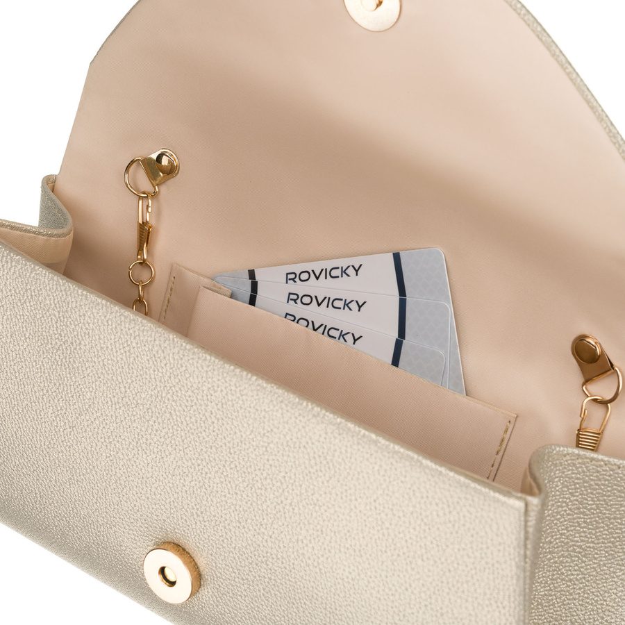 Goldene Damen-Clutch aus Kunstleder mit Magnetverschluss – Rovicky – Bild 6