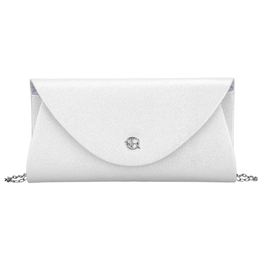 Silberne Damen-Clutch aus Öko-Leder mit Kette – Rovicky – Bild 2