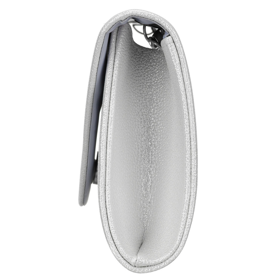 Silberne Damen-Clutch aus Öko-Leder mit Kette – Rovicky – Bild 4