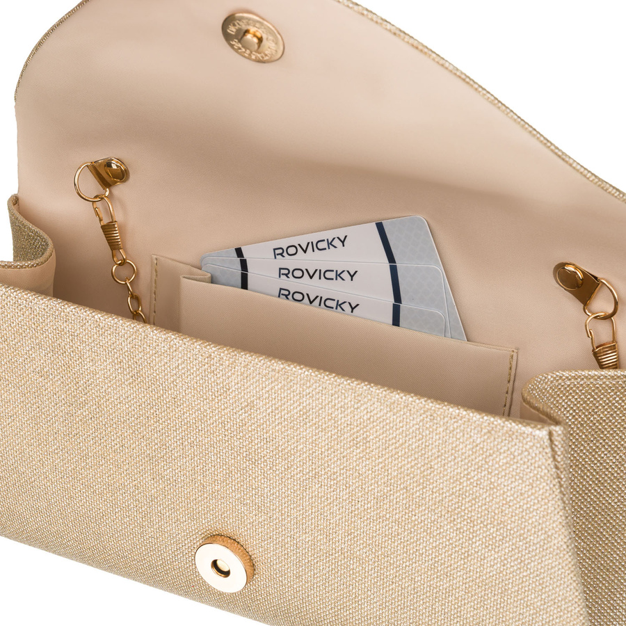 Goldene, glitzernde Damen-Clutch aus synthetischem Stoff – Rovicky – Bild 6