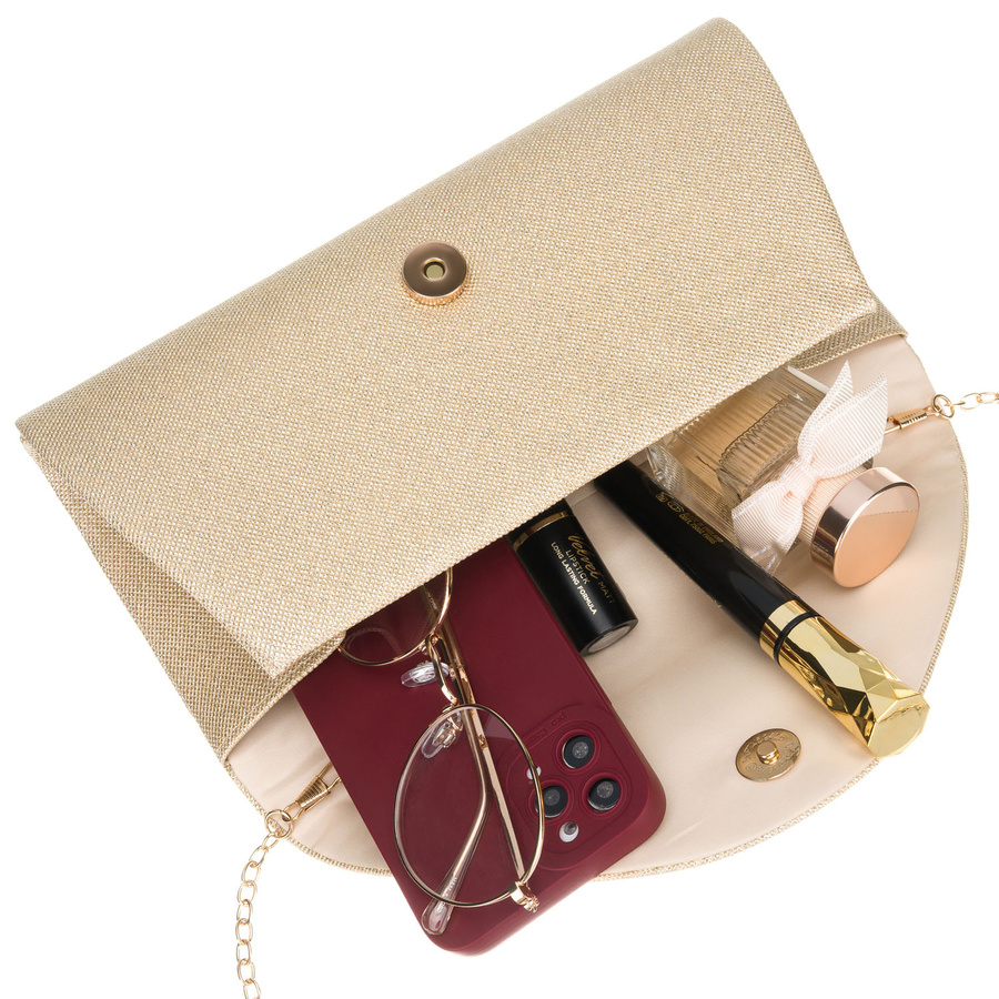 Goldene, glitzernde Damen-Clutch aus synthetischem Stoff – Rovicky – Bild 7
