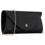 Brokat-Damen-Clutch aus synthetischem Stoff in Schwarz – Rovicky