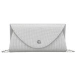 Brokat-Damen-Clutch aus synthetischem Stoff in Silberfarbe - Rovicky