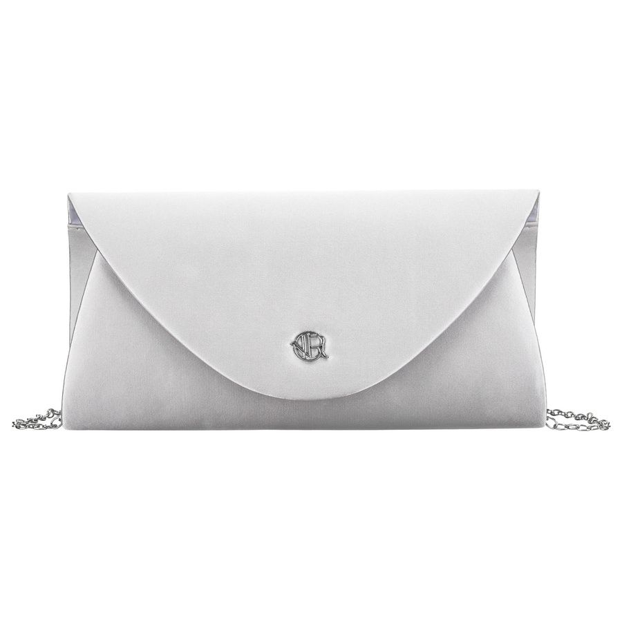 Elegante Damen-Clutch in Silber aus synthetischem Gewebe und mit Magnetverschluss – Rovicky – Bild 2