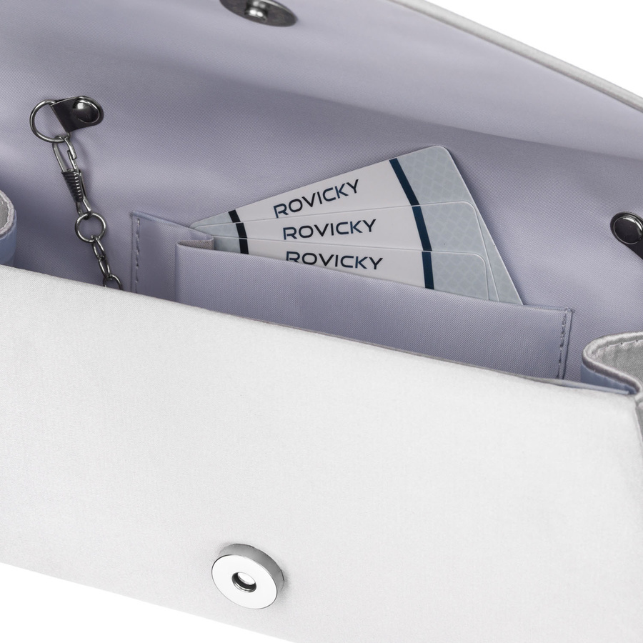 Elegante Damen-Clutch in Silber aus synthetischem Gewebe und mit Magnetverschluss – Rovicky – Bild 6