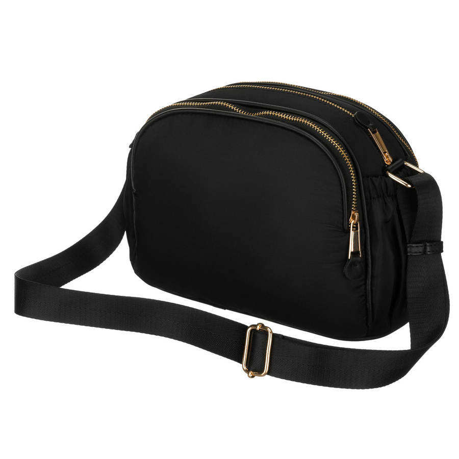 Nylon-schwarze Damen-Umhängetasche, einteilig mit sechs Taschen - Peterson – Bild 9