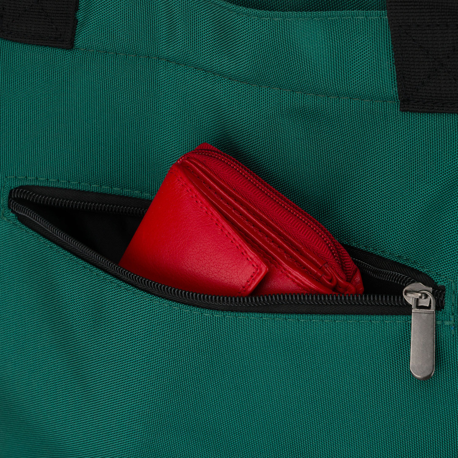 Große, dunkelgrüne Damen-Shopper aus Polyester, an Griffen und einem abnehmbaren Gürtel hängend - Peterson – Bild 6