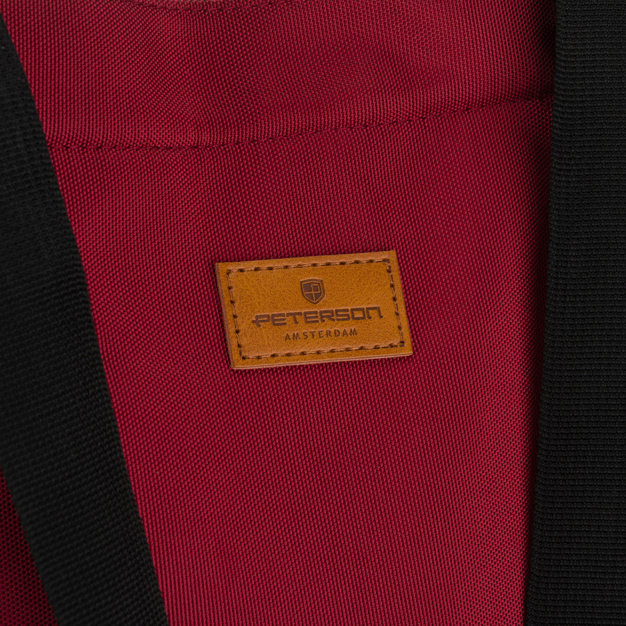 Geräumige Damen-Handtasche aus Polyester in burgunderroter Farbe, mit Reißverschlüssen verschließbar – Peterson – Bild 4