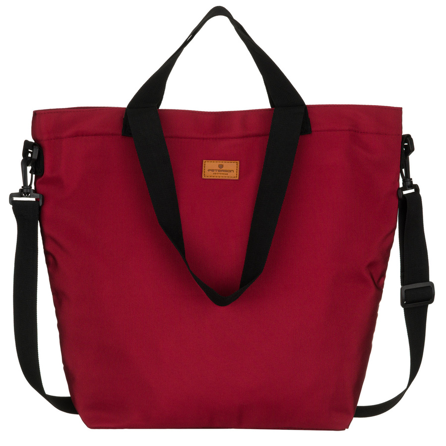 Geräumige Damen-Handtasche aus Polyester in burgunderroter Farbe, mit Reißverschlüssen verschließbar – Peterson – Bild 2