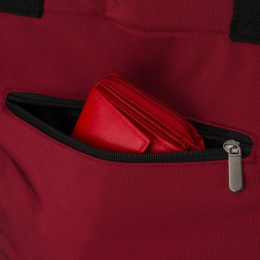 Geräumige Damen-Handtasche aus Polyester in burgunderroter Farbe, mit Reißverschlüssen verschließbar – Peterson – Bild 6