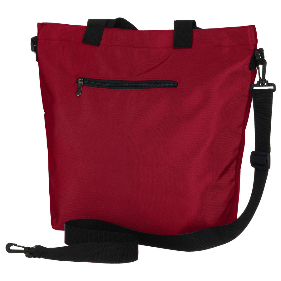 Geräumige Damen-Handtasche aus Polyester in burgunderroter Farbe, mit Reißverschlüssen verschließbar – Peterson – Bild 3