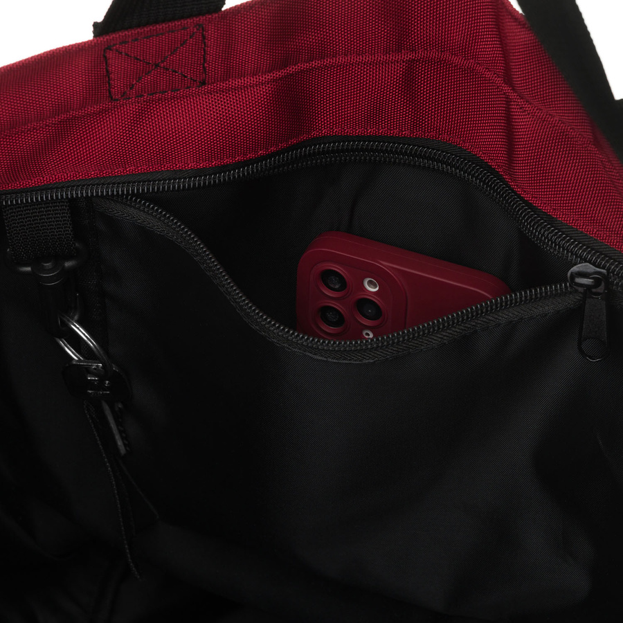 Geräumige Damen-Handtasche aus Polyester in burgunderroter Farbe, mit Reißverschlüssen verschließbar – Peterson – Bild 9