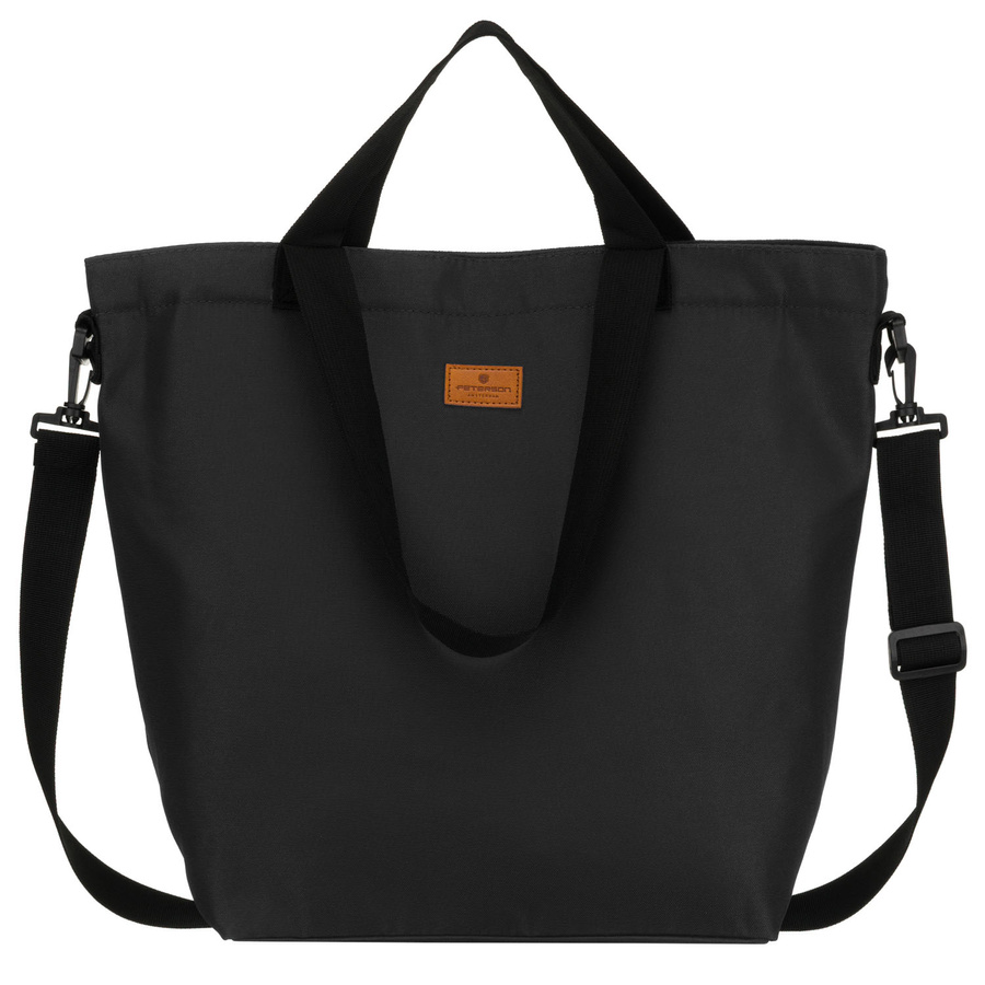 Damen-Handtasche aus Polyester in dunkelgrauer Farbe mit Reißverschlüssen verschließbar mit Außentasche - Peterson – Bild 2