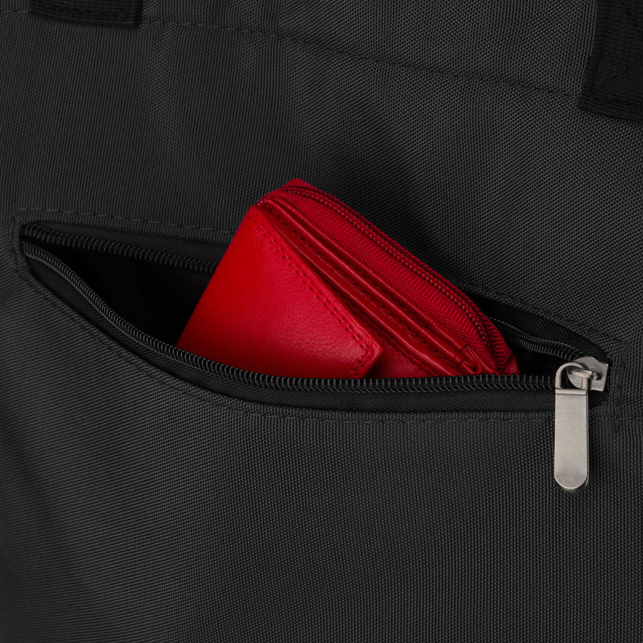 Damen-Handtasche aus Polyester in dunkelgrauer Farbe mit Reißverschlüssen verschließbar mit Außentasche - Peterson – Bild 7