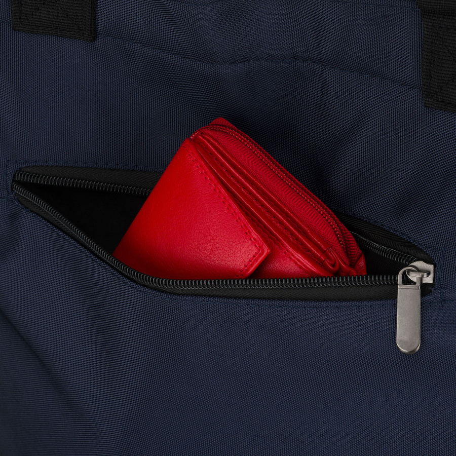 Dunkelblaue Damen-Shopper-Tasche aus Polyester mit Außentasche – Peterson – Bild 8