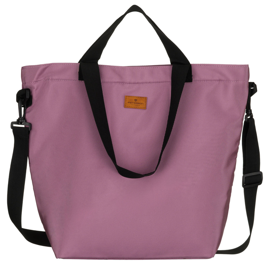 Große Damen-Shopper-Tasche aus Polyester in Rosa, aufgehängt an bequemen Griffen und einem abnehmbaren Gürtel - Peterson – Bild 2