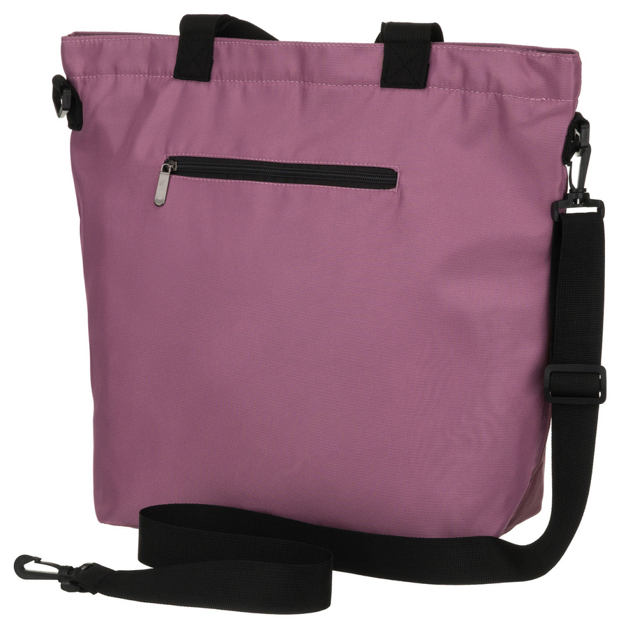 Große Damen-Shopper-Tasche aus Polyester in Rosa, aufgehängt an bequemen Griffen und einem abnehmbaren Gürtel - Peterson – Bild 3