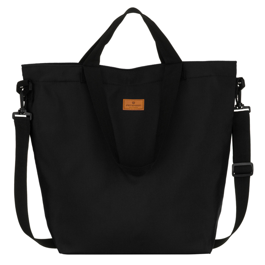 Schwarze Damen-Shopper-Tasche mit Reißverschluss und Außentasche – Peterson – Bild 2