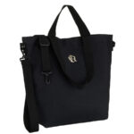 Schwarze Damen-Handtasche aus Polyester mit Außentasche - Rovicky