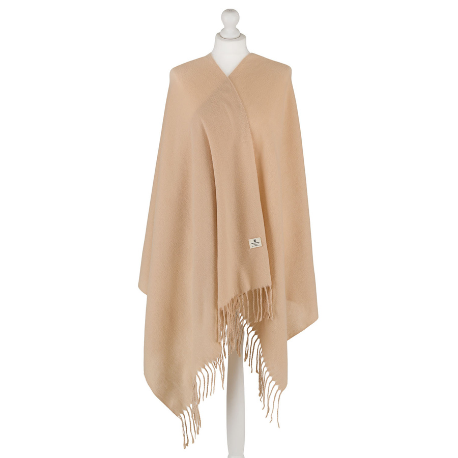 Beidseitiger Damen-Schal aus Polyester in Beige mit Fransen – Peterson – Bild 2