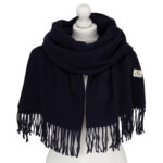 Granatfarbener, eleganter Damen-Schal aus Polyester mit Fransen - Peterson