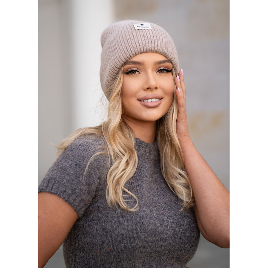 Beige Damen-Beanie-Mütze in Universalgröße mit Markenlogo – Peterson – Bild 8