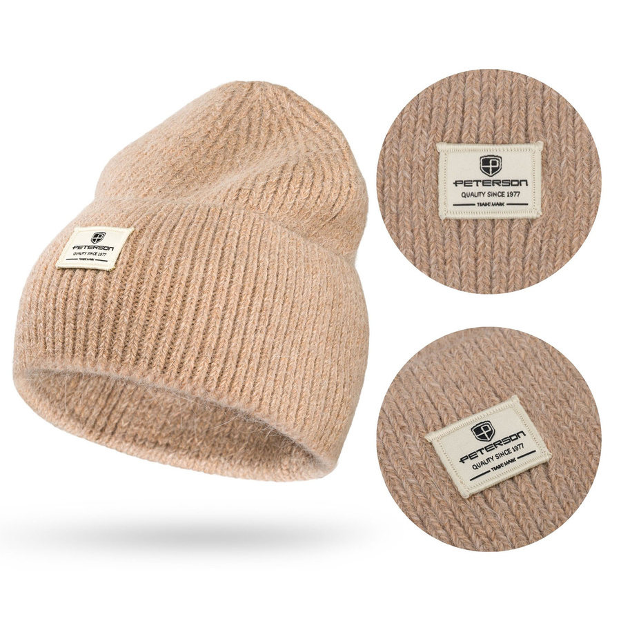 Beige Damen-Beanie-Mütze in Universalgröße mit Markenlogo – Peterson – Bild 3