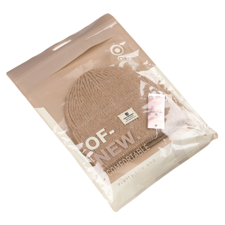 Beige Damen-Beanie-Mütze in Universalgröße mit Markenlogo – Peterson – Bild 13