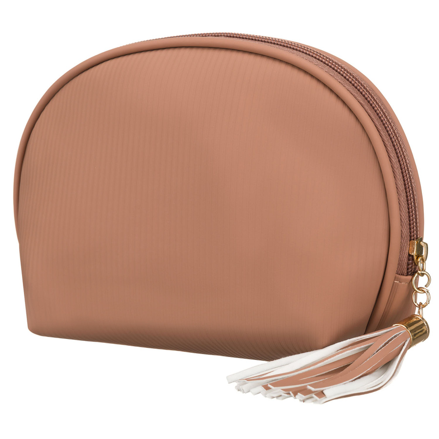Kosmetiktasche aus synthetischem Material in Beige, ein Hauptfach mit Reißverschluss – Peterson – Bild 3