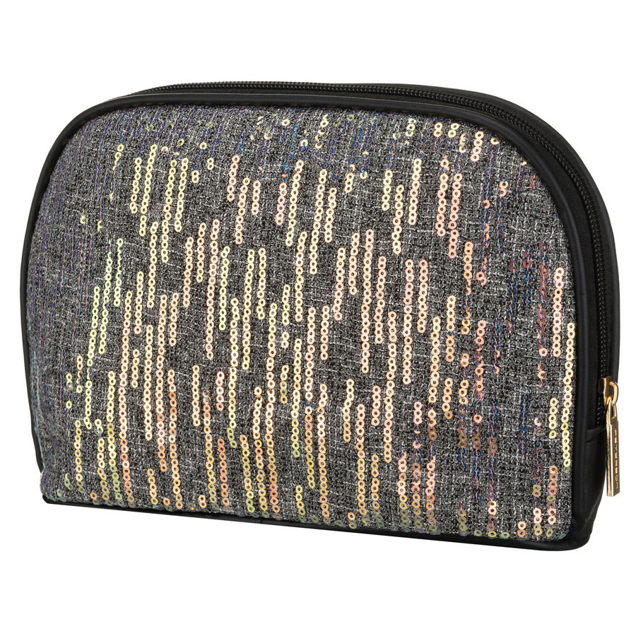 Schwarze Kulturtasche aus synthetischem Material, ein Hauptfach und mit Reißverschluss – Peterson – Bild 3