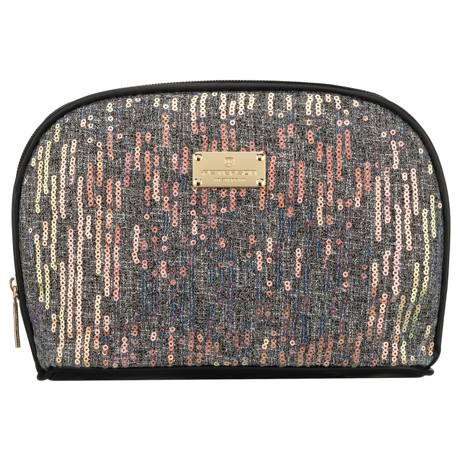Schwarze Kulturtasche aus synthetischem Material, ein Hauptfach und mit Reißverschluss – Peterson – Bild 2