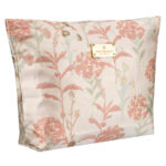 Kosmetiktasche aus synthetischem Material in Rosa-Beige mit Blumen verziert - Peterson