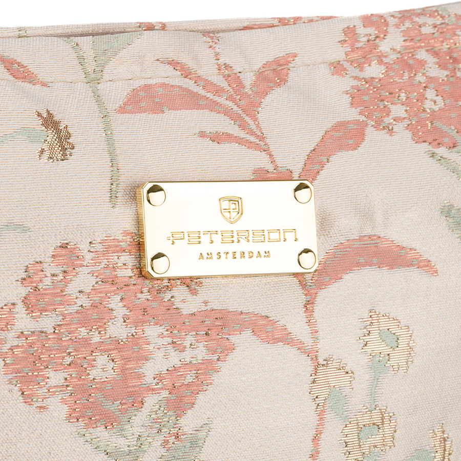 Kosmetiktasche aus synthetischem Material in Rosa-Beige mit Blumen verziert - Peterson – Bild 4