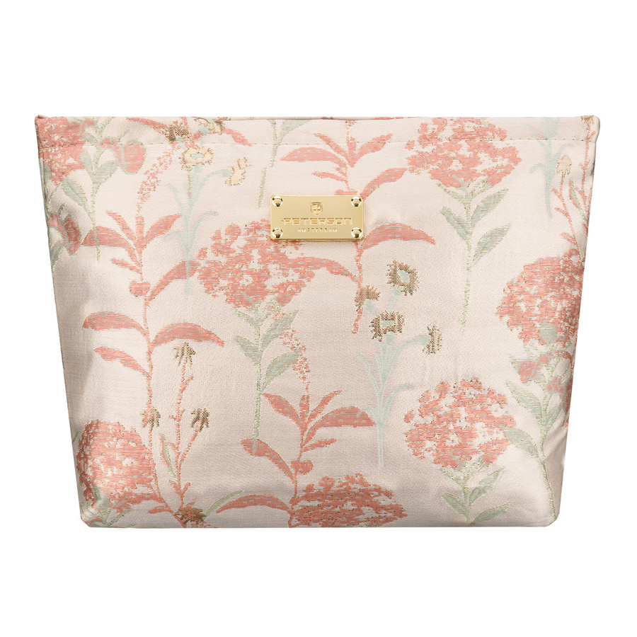 Kosmetiktasche aus synthetischem Material in Rosa-Beige mit Blumen verziert - Peterson – Bild 2