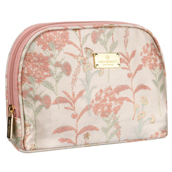 Reise-Kosmetiktasche aus synthetischem Material in Rosa-Beige mit Blumenmuster – Peterson