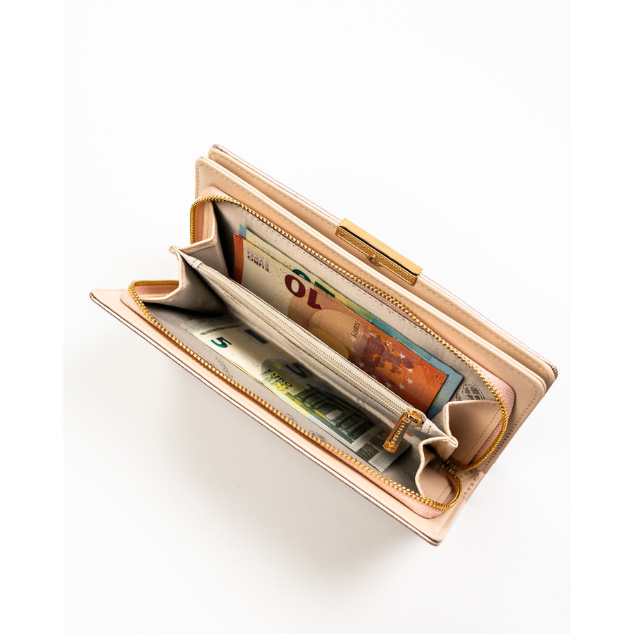 Beige Damen-Geldbörse aus Öko-Leder mit Druckknopf- und Reißverschluss – Peterson – Bild 7